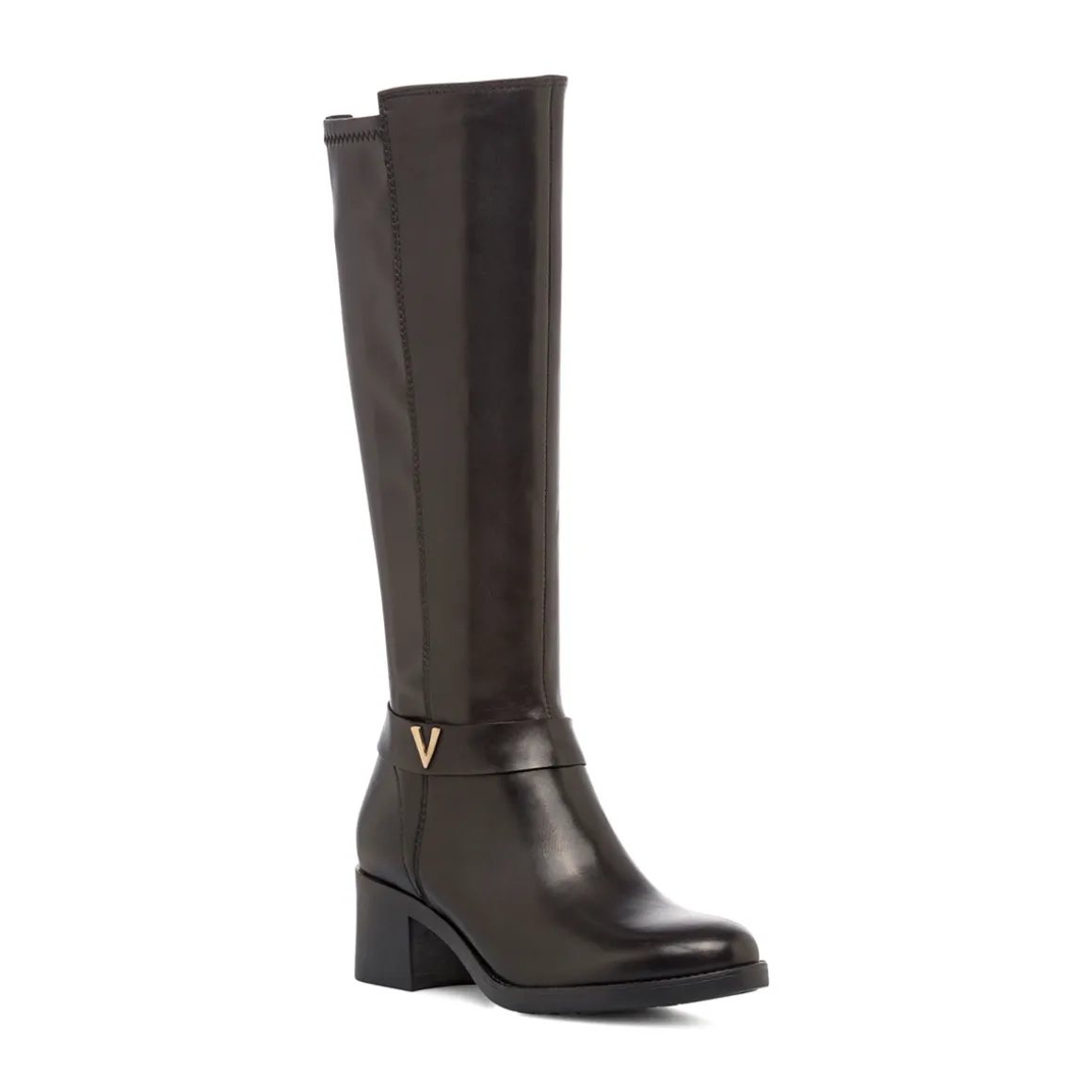 Stivali alti neri da donna con taco 5,5 cm in pelle P Essentials