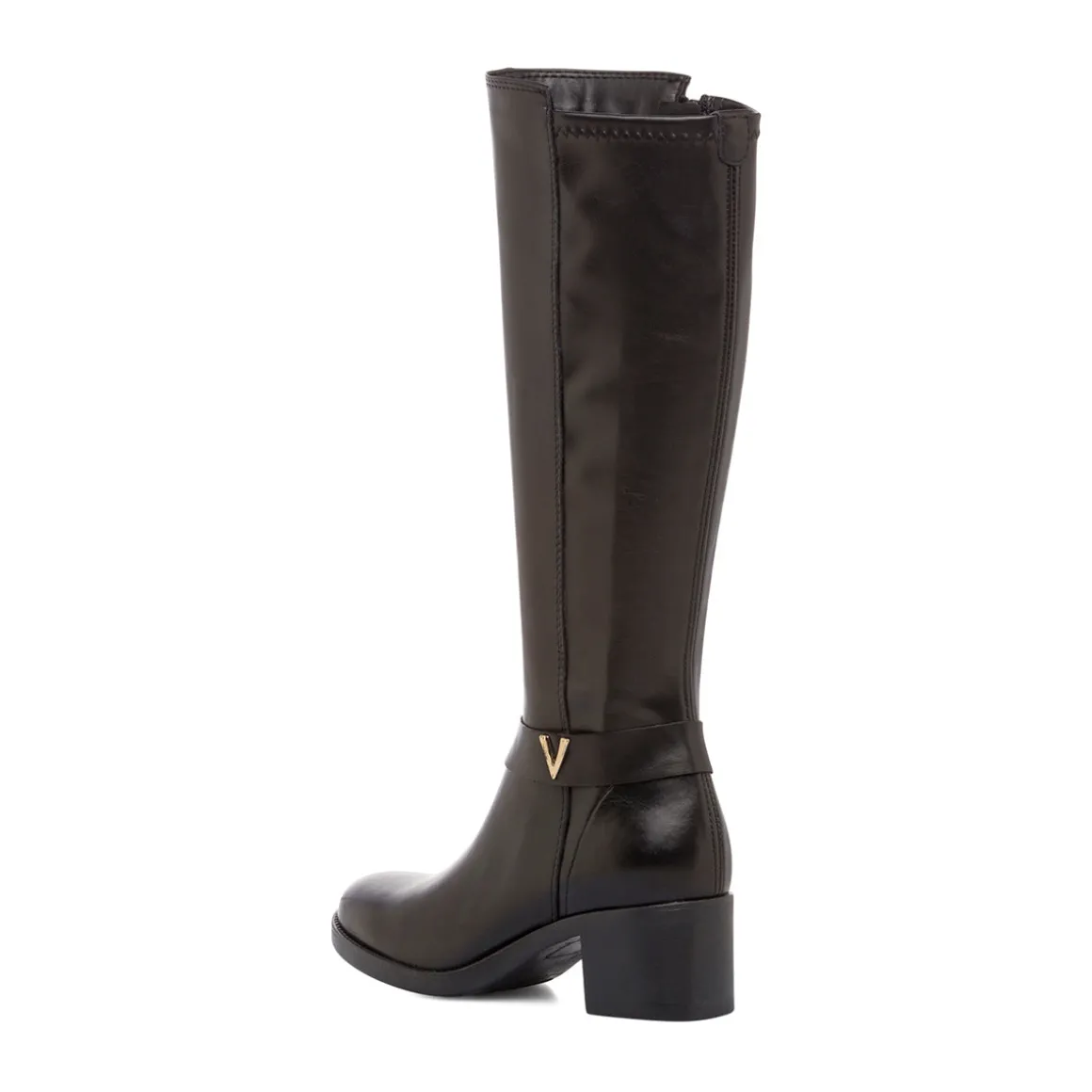 Stivali alti neri da donna con taco 5,5 cm in pelle P Essentials