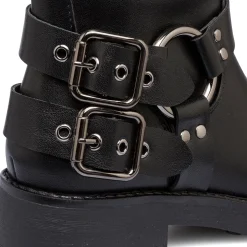 Stivali biker da donna neri con fibbie Lora Ferres