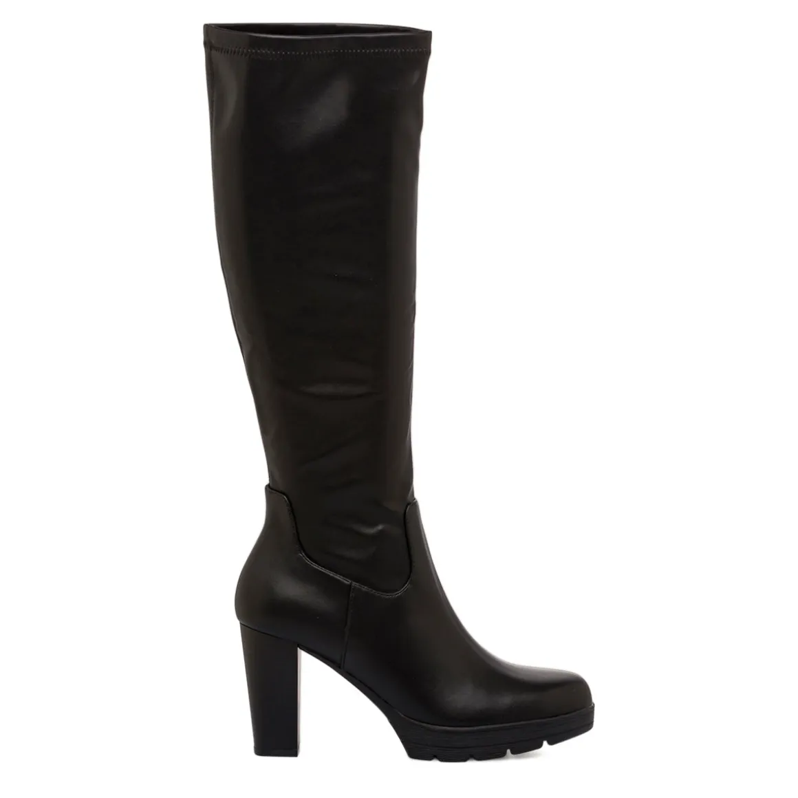 Stivali comfort alti da donna neri con tacco 9 cm P Soft