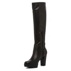 Stivali comfort alti da donna neri con tacco 9 cm P Soft
