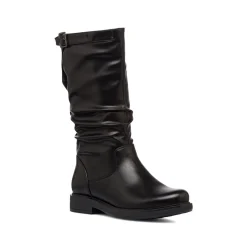 Stivali comfort da donna neri effetto piegato P Soft