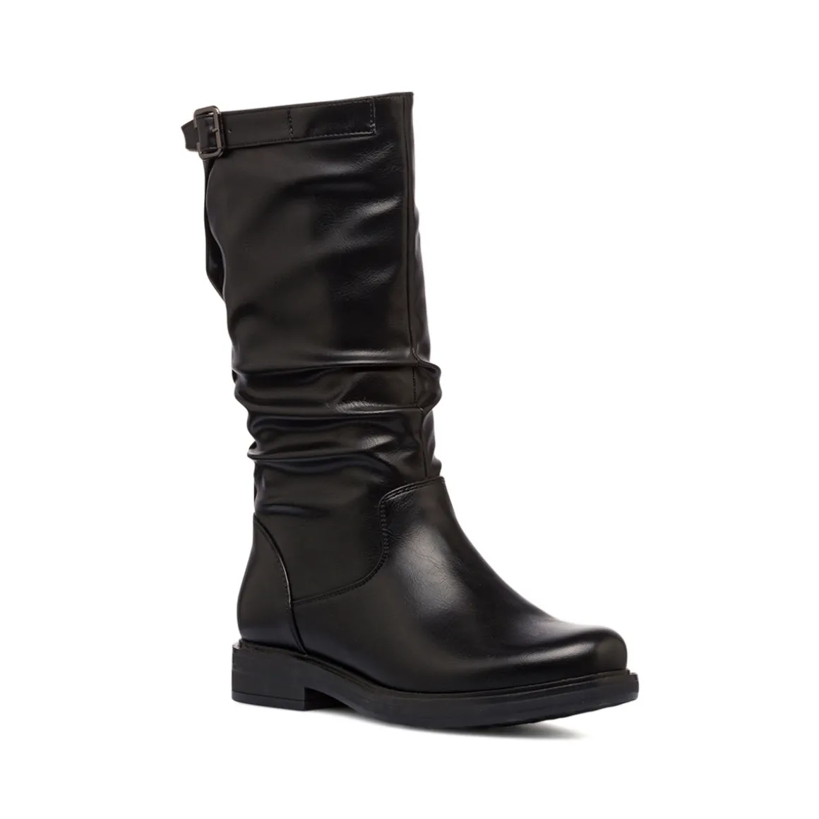 Stivali comfort da donna neri effetto piegato P Soft