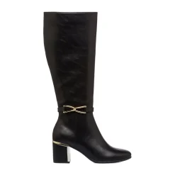 Stivali eleganti da donna neri con tacco 6,5 cm e dettaglio laminato Lora Ferres