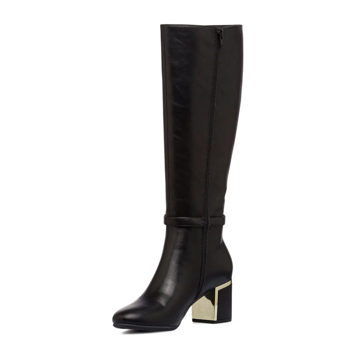 Stivali eleganti da donna neri con tacco 6,5 cm e dettaglio laminato Lora Ferres