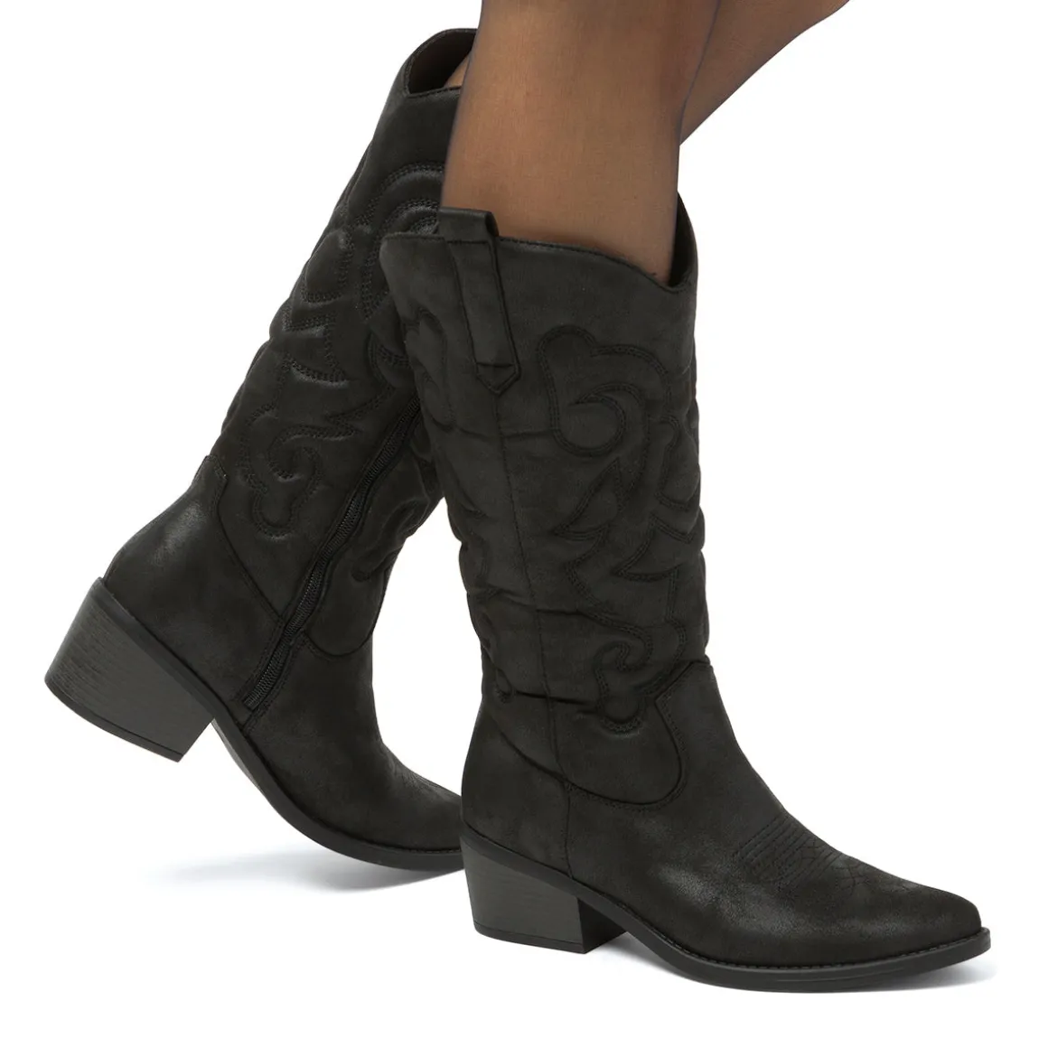 Stivali texani camperos neri da Donna con ricami Swish Jeans