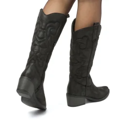 Stivali texani camperos neri da Donna con ricami Swish Jeans