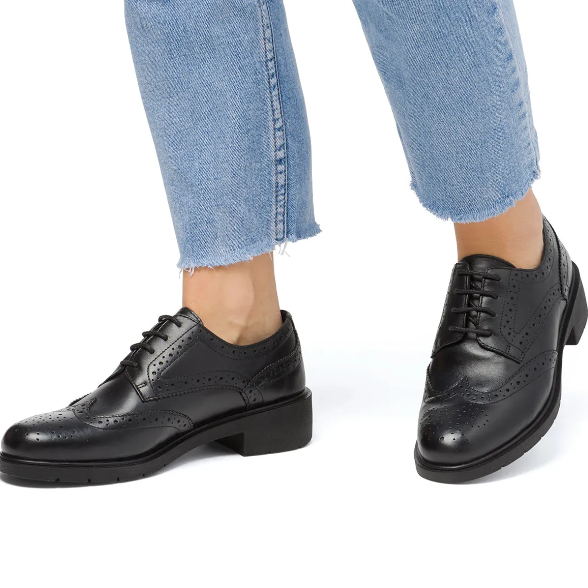 Stringate chunky da donna nere con allacciatura derby Primopiano