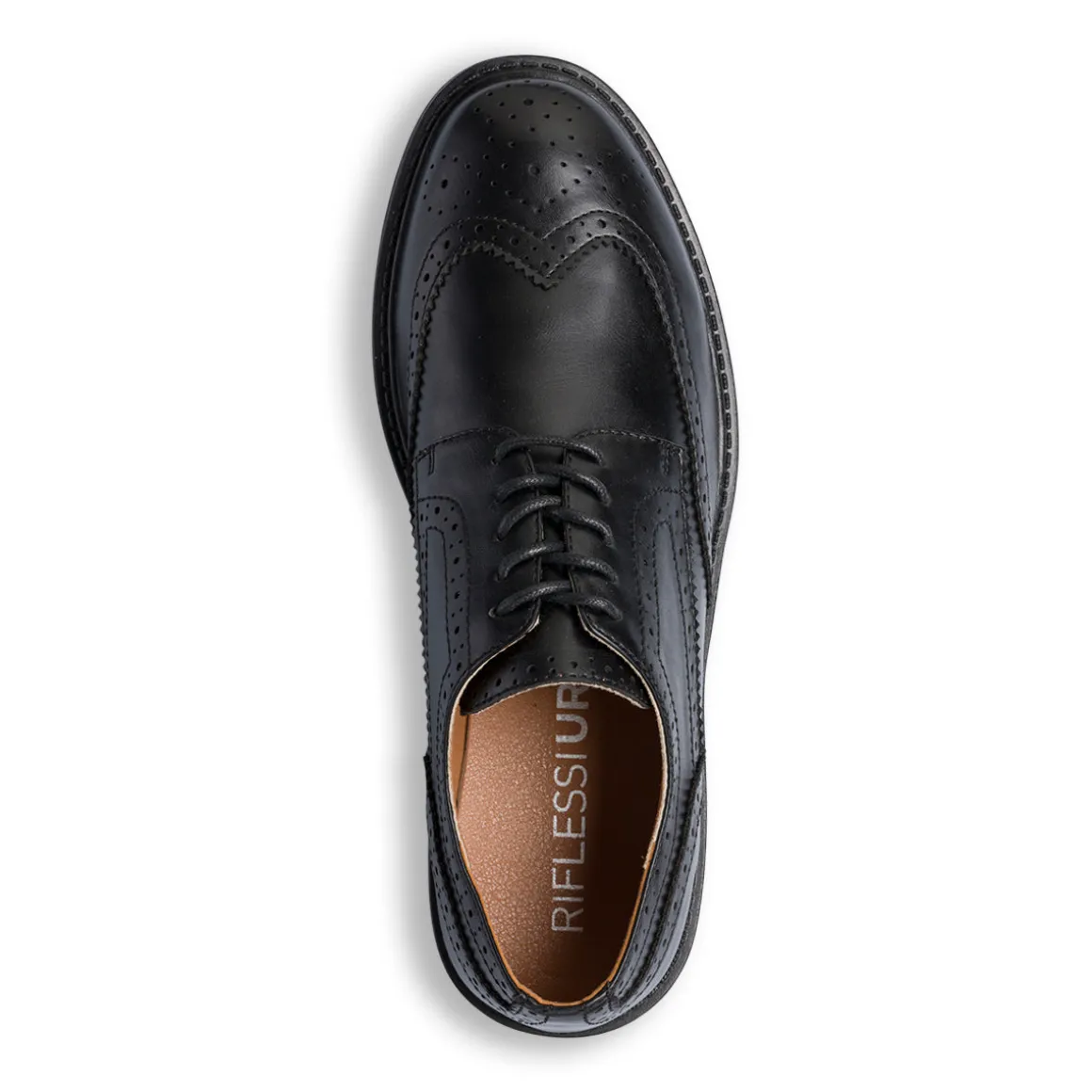 Stringate derby da uomo nere con dettagli brogue Riflessi Urbani