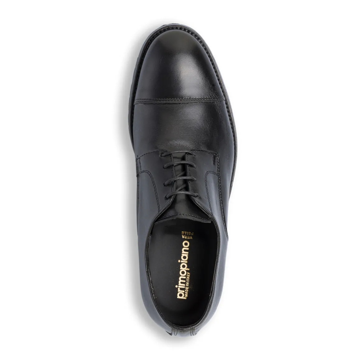 Stringate derby eleganti da uomo nere in pelle Primopiano