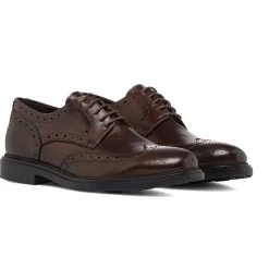 Stringate Derby marroni da Uomo in Pelle con inserti Brogue Primopiano
