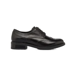 Stringate derby nere da Donna in pelle con dettaglio Brogue Primopiano