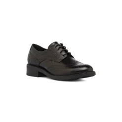 Stringate derby nere da Donna in pelle con dettaglio Brogue Primopiano