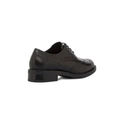 Stringate derby nere da Donna in pelle con dettaglio Brogue Primopiano