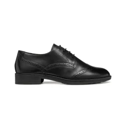 Stringate derby nere da Donna in pelle con suola traspirante Geox
