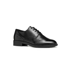 Stringate derby nere da Donna in pelle con suola traspirante Geox