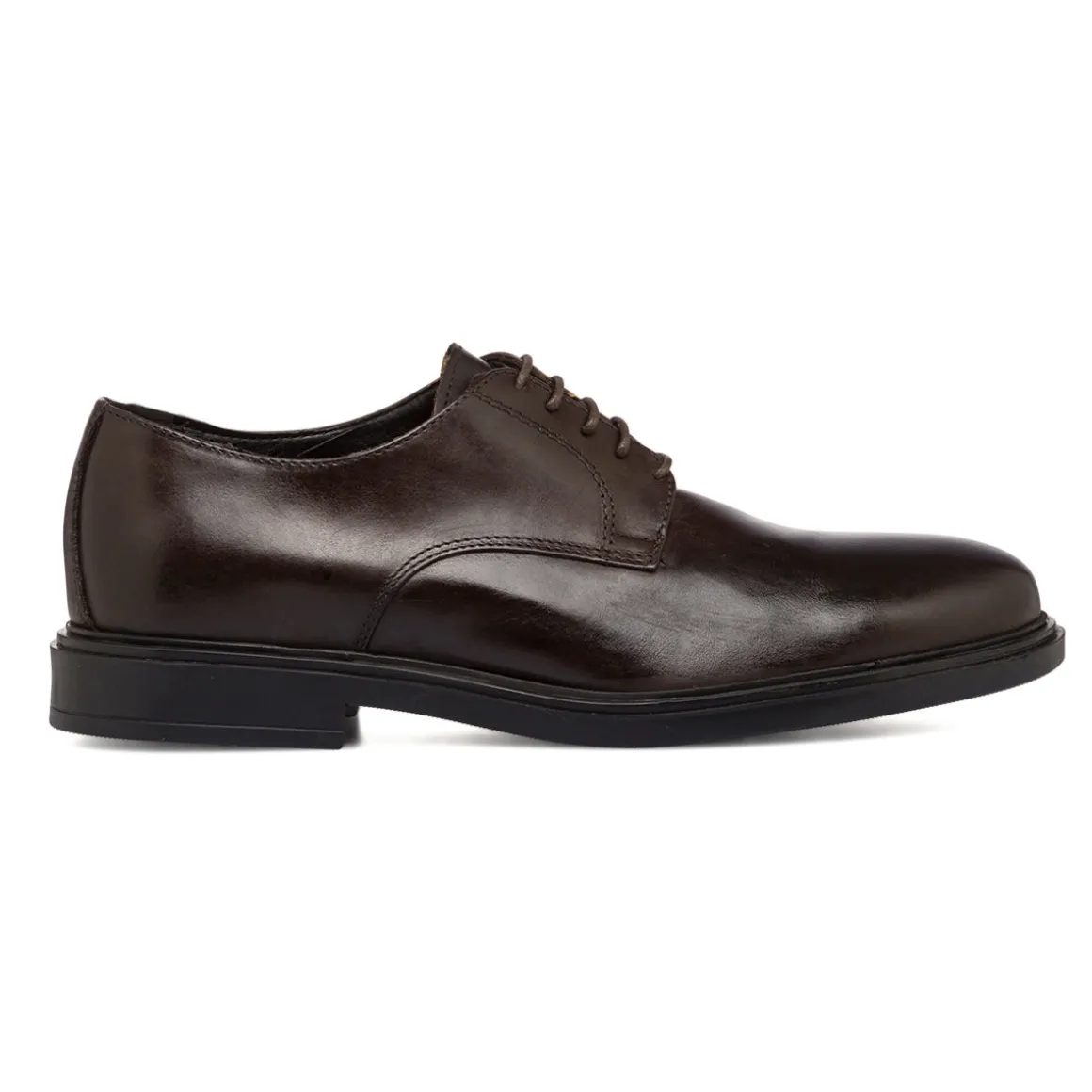 Stringate eleganti derby marrone scuro in pelle da uomo Primopiano