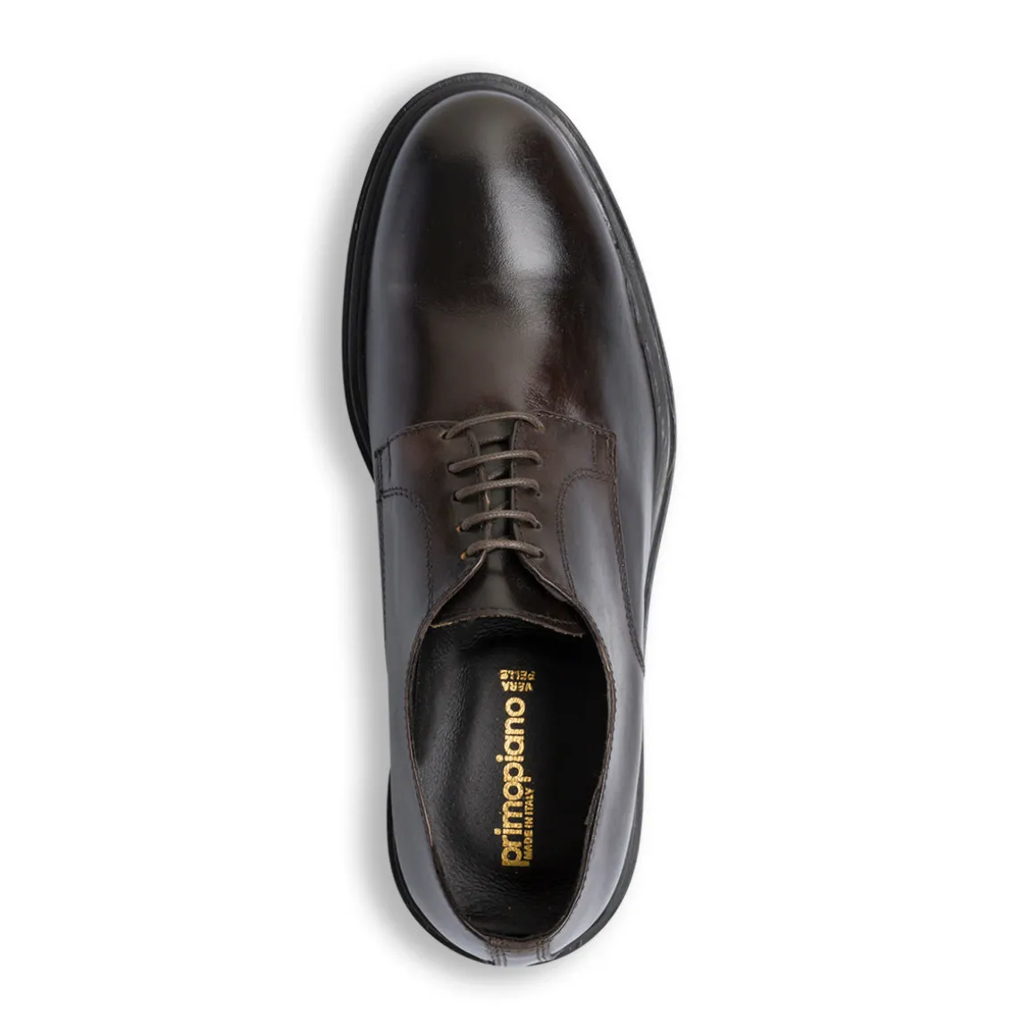 Stringate eleganti derby marrone scuro in pelle da uomo Primopiano