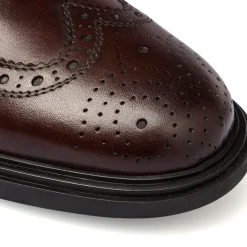 Stringate eleganti derby marroni da uomo in pelle con dettagli brogue Primopiano