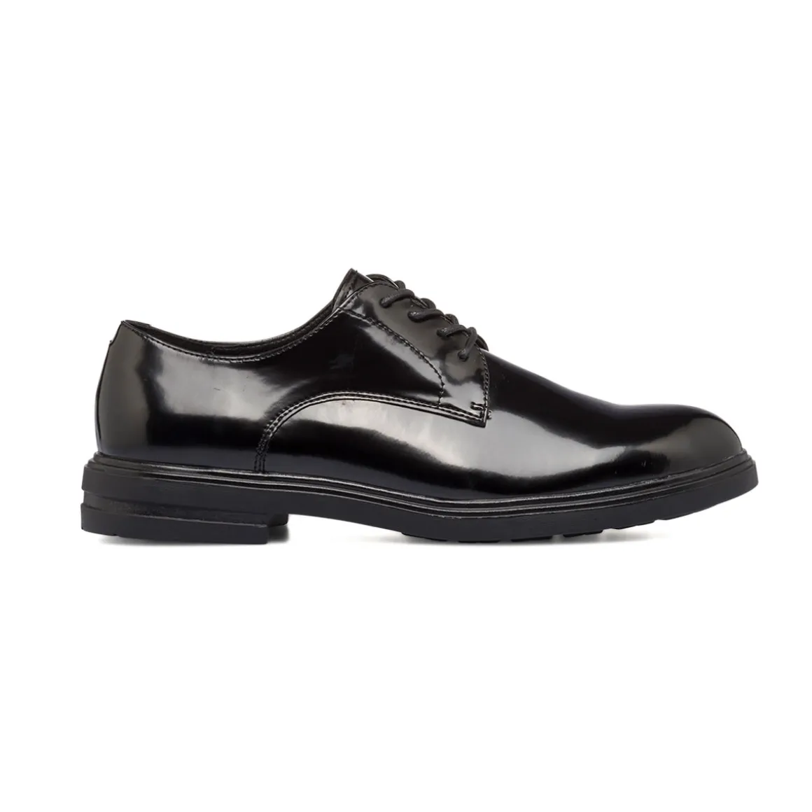 Stringate eleganti nere effetto vernice da uomo con allacciatura Derby Riflessi Urbani