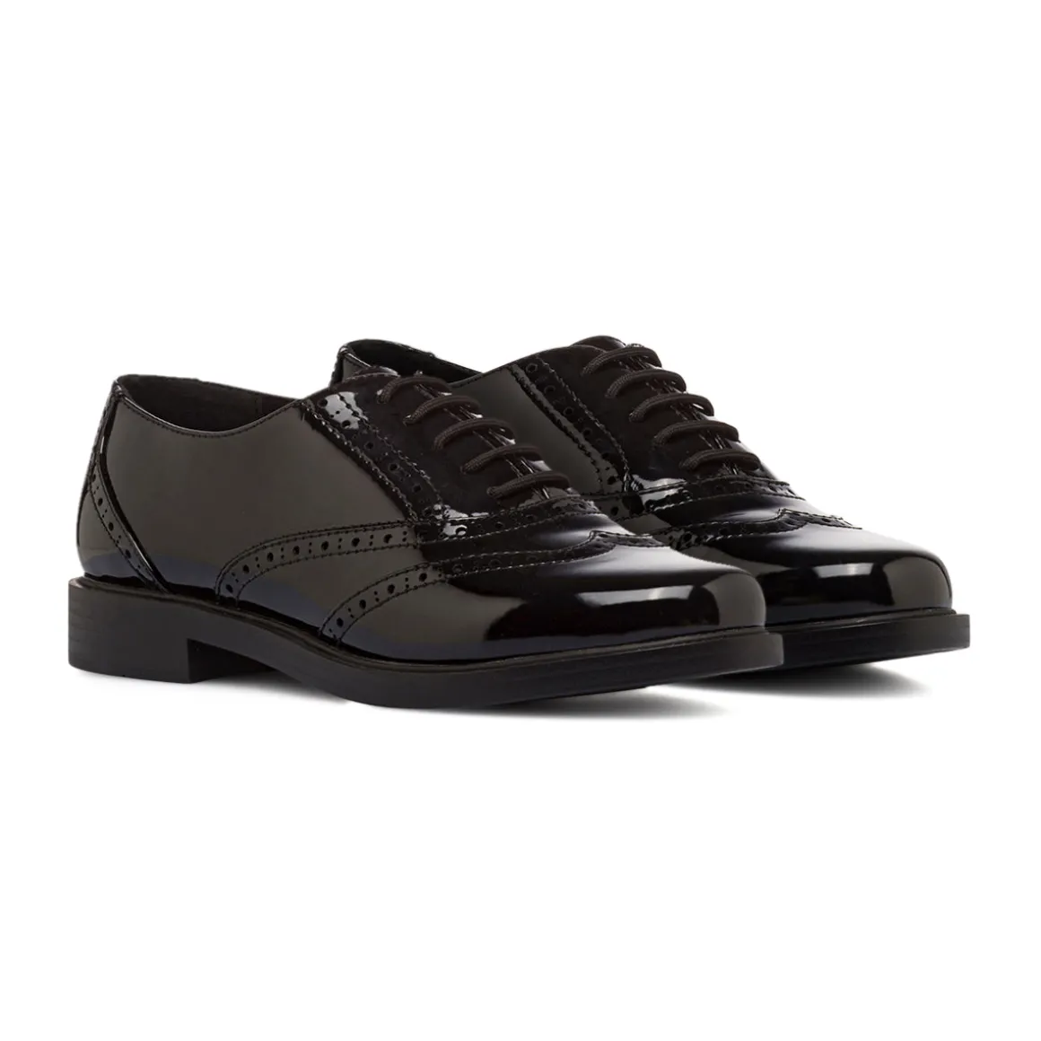 Stringate Oxford nere da Donna effetto vernice Lora Ferres
