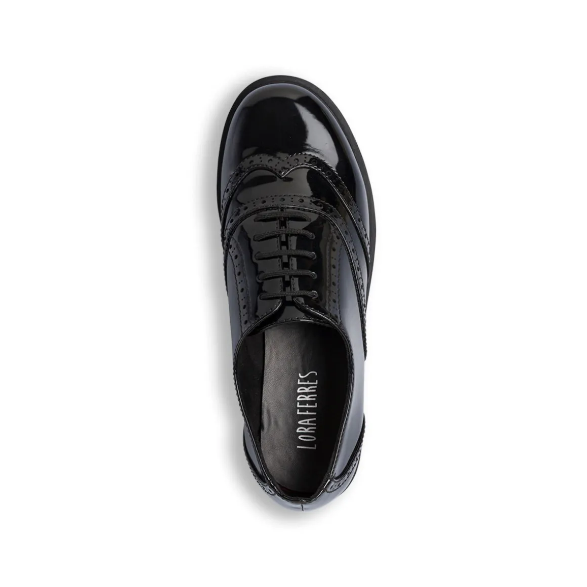 Stringate Oxford nere da Donna effetto vernice Lora Ferres