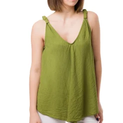 Top Verde da Donna con spallina arricciata e scollo a V Swish Jeans