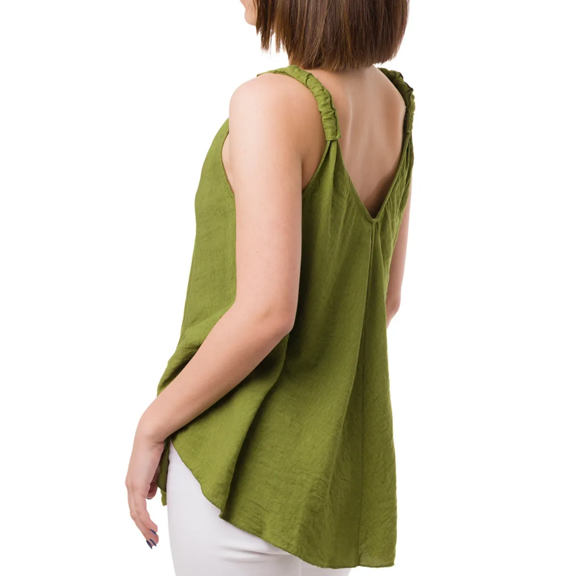 Top Verde da Donna con spallina arricciata e scollo a V Swish Jeans