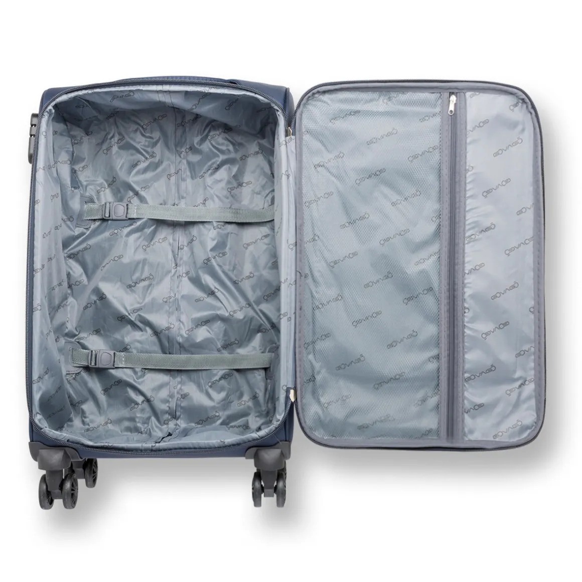 Trolley medio in tessuto blu Govago