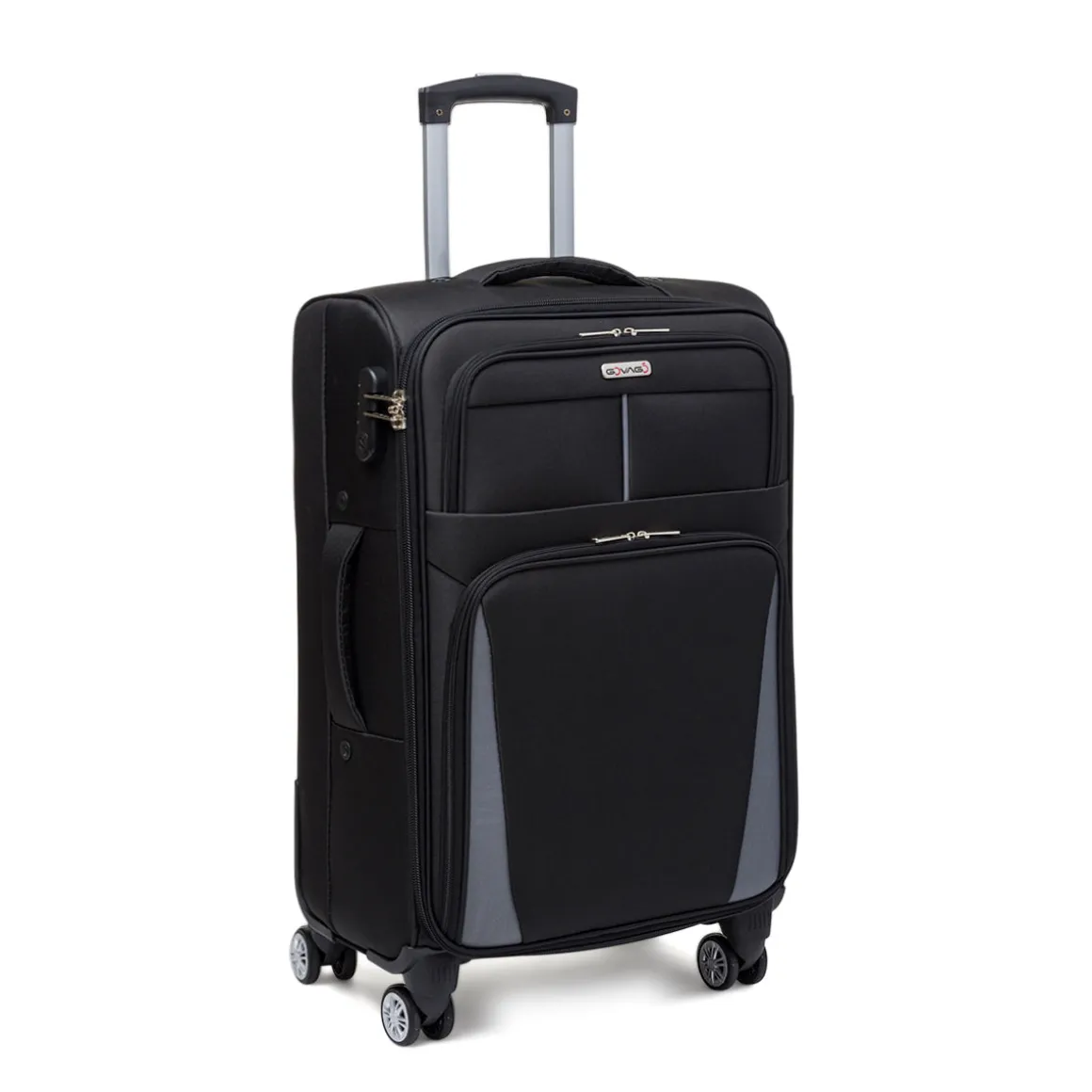 Trolley medio nero in tessuto Govago