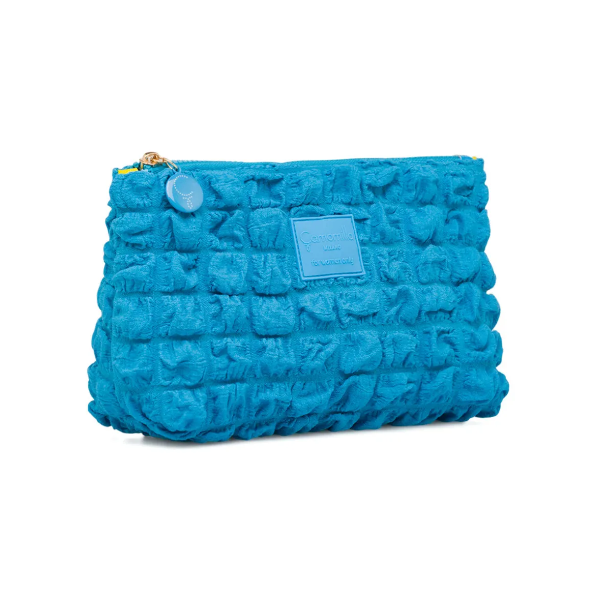 Trousse porta oggetti azzurra da donna con logo Camomilla Milano