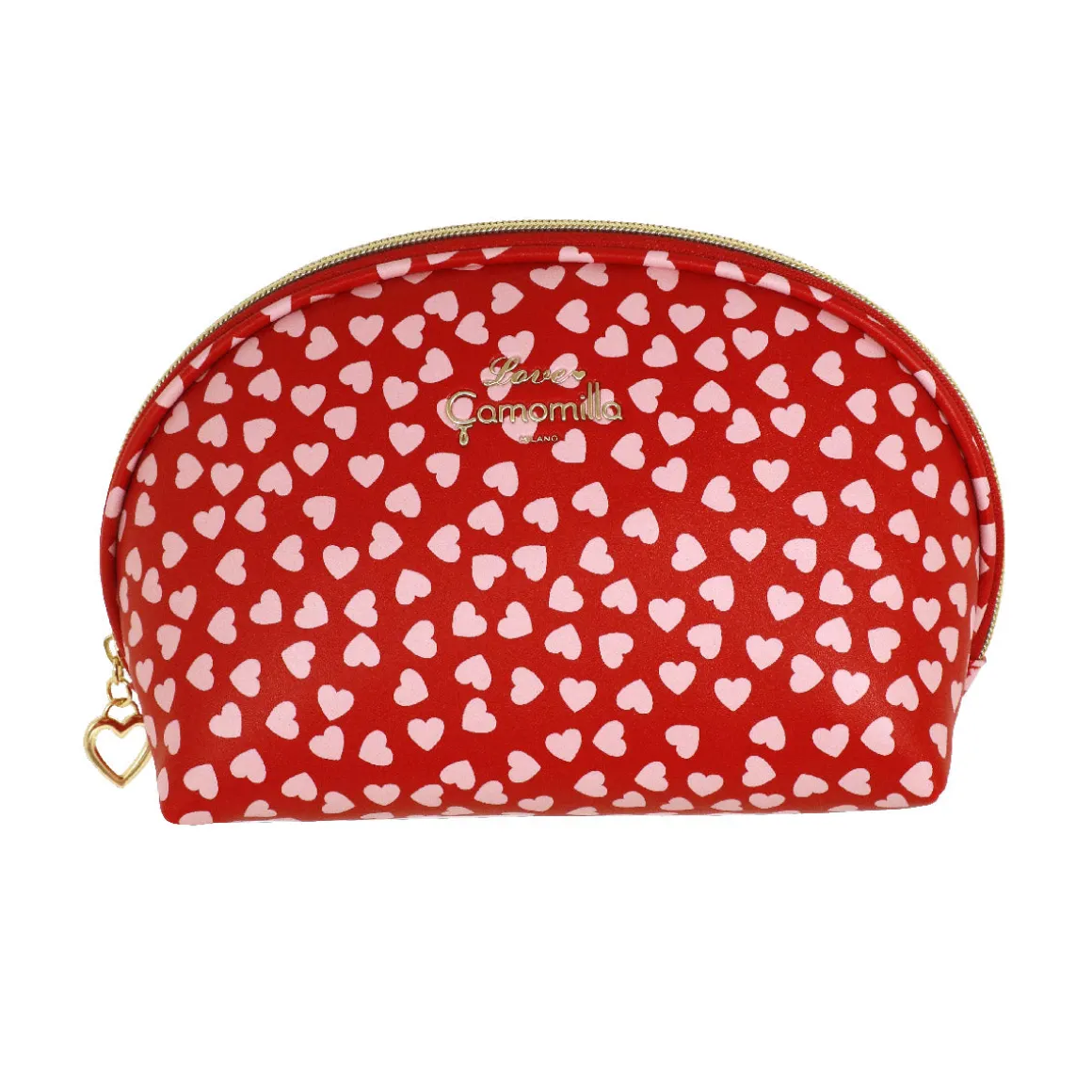 Trousse rosa da Donna con cuori e zip dorata Camomilla Milano