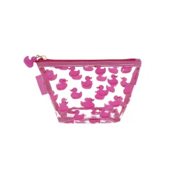 Trousse trasparente con anatroccoli rosa da Donna Camomilla Milano