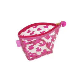 Trousse trasparente con anatroccoli rosa da Donna Camomilla Milano