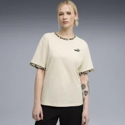 T-shirt beige da Donna con rifiniture leopardate ESS GRAPHIC Puma