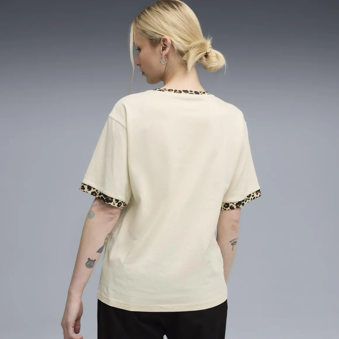 T-shirt beige da Donna con rifiniture leopardate ESS GRAPHIC Puma