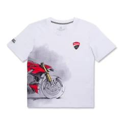 T-shirt bianca da bambino e ragazzo Ducati Corse con stampa motocicletta