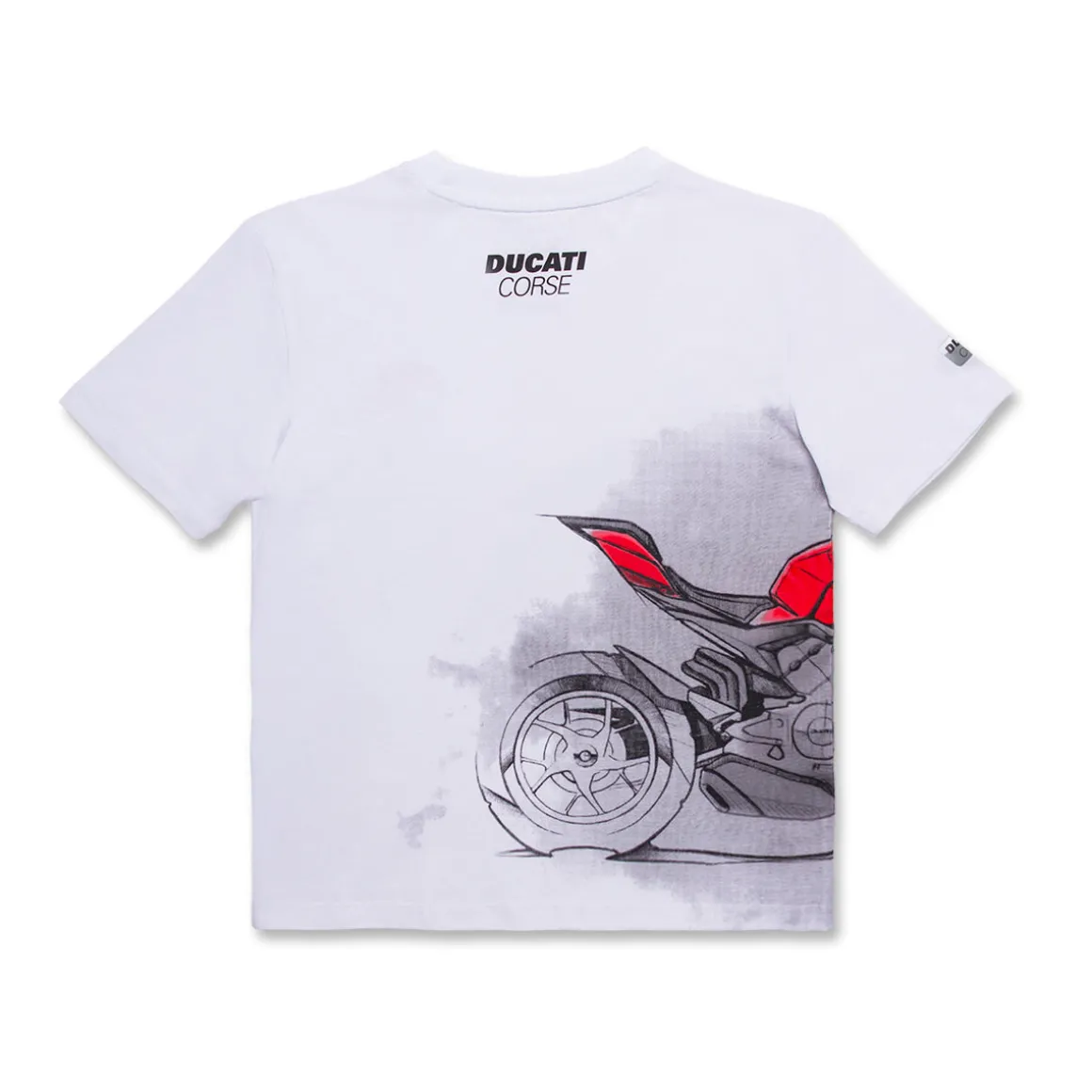 T-shirt bianca da bambino e ragazzo Ducati Corse con stampa motocicletta