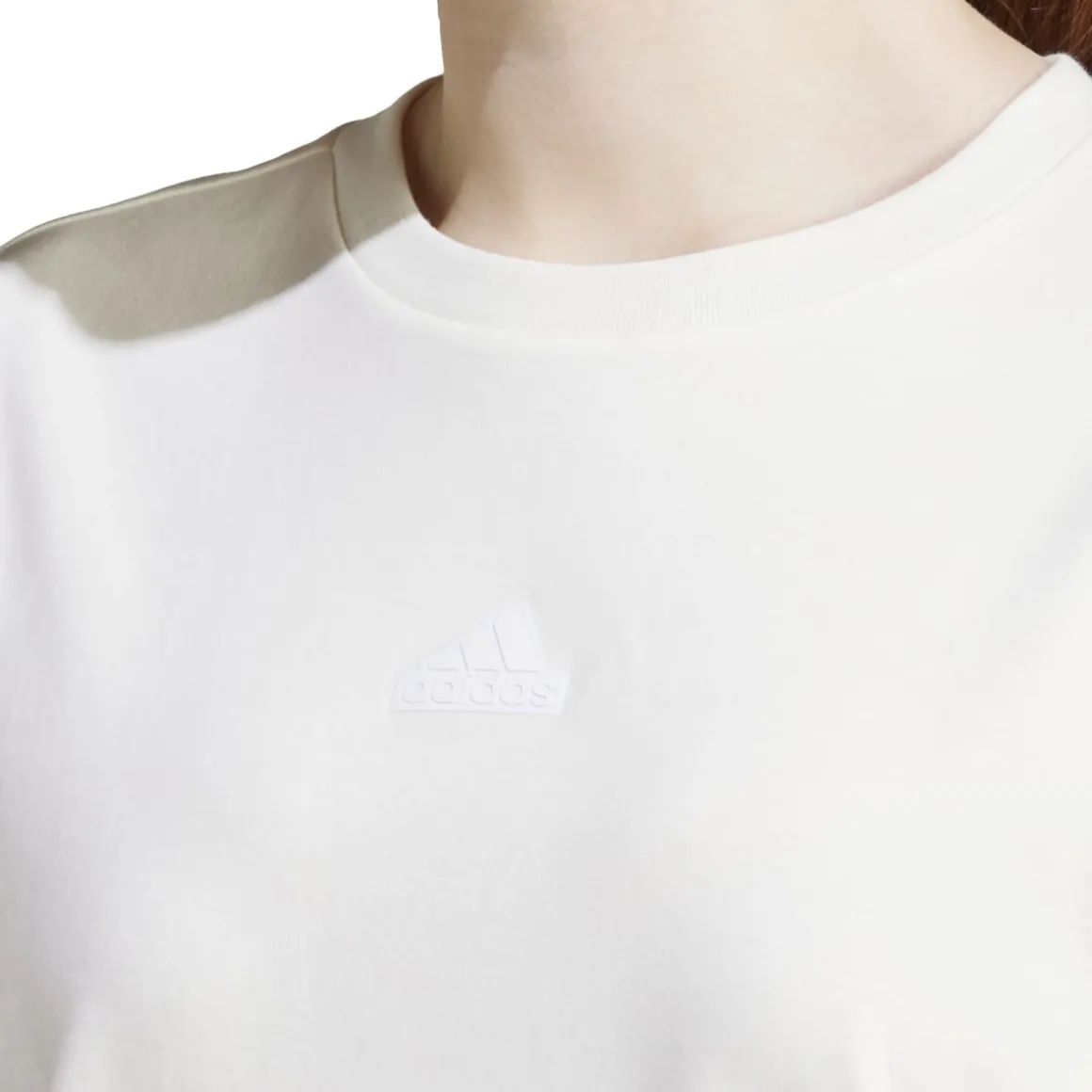 T-shirt bianca da donna con logo a contrasto sul retro adidas