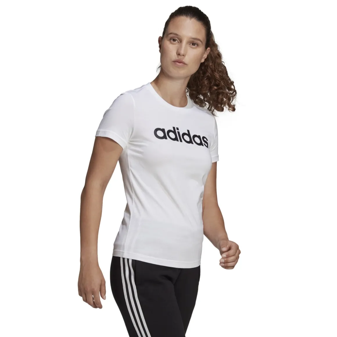 T-shirt bianca da donna con logo adidas Essentials Slim Logo