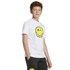 T-shirt bianca da Ragazzo con Smiley giallo adidas
