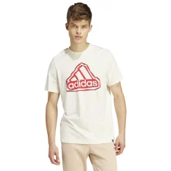 T-shirt bianca da uomo con logo rosso adidas Folded Badge Graphic
