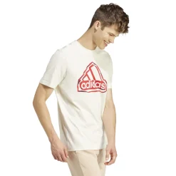 T-shirt bianca da uomo con logo rosso adidas Folded Badge Graphic