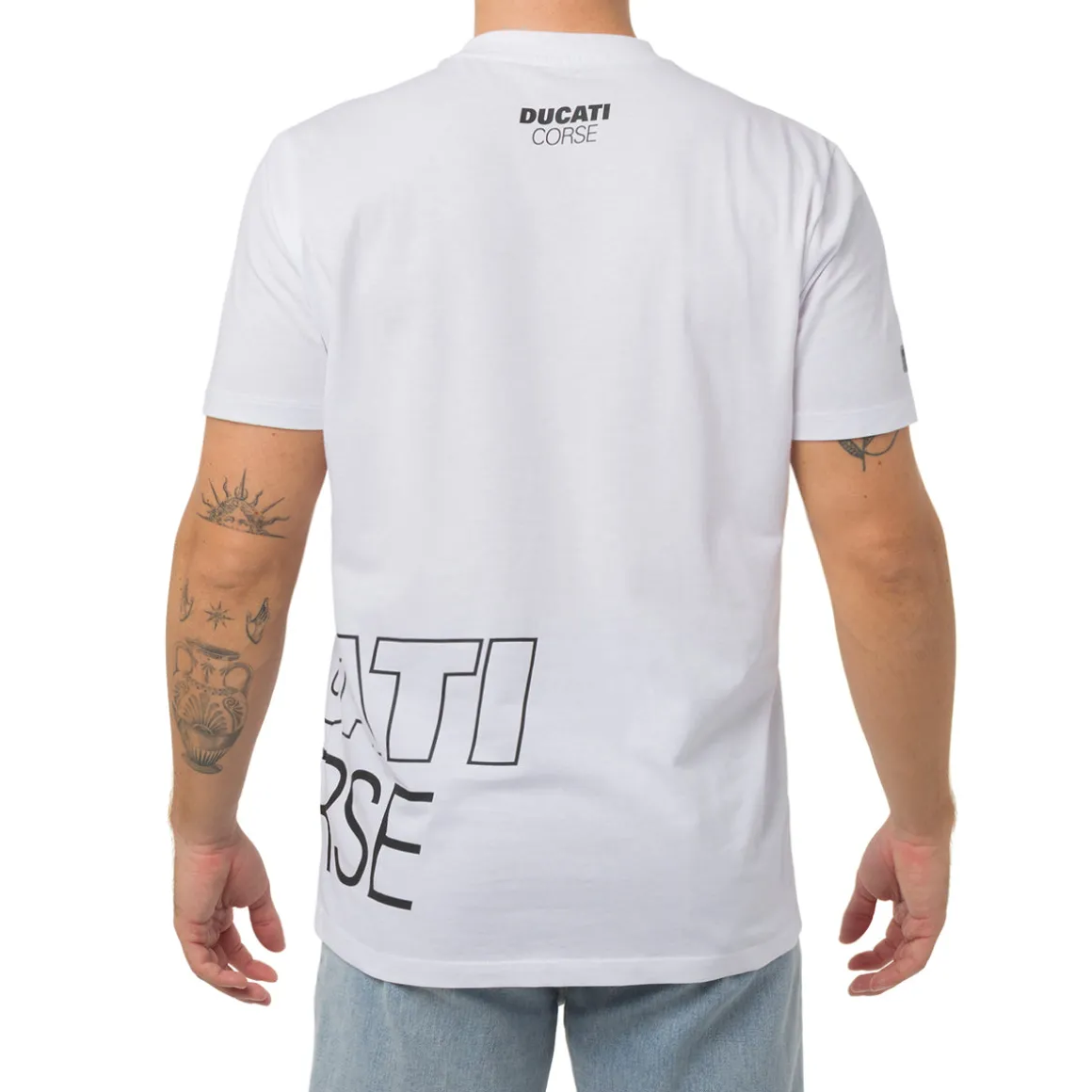 T-shirt bianca da Uomo con mega stampa Ducati Corse