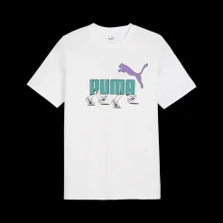 T-shirt bianca da uomo con logo azzurro e lilla Puma Graphics