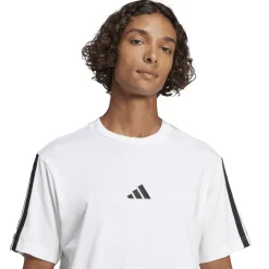 T-shirt bianca da Uomo con bande laterali e logo frontale adidas