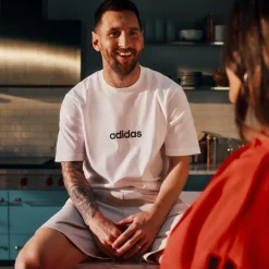 T-shirt bianca da Uomo in cotone con logo adidas