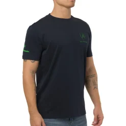 T-shirt blu da Uomo con dettagli verde fluo Tonino Lamborghini