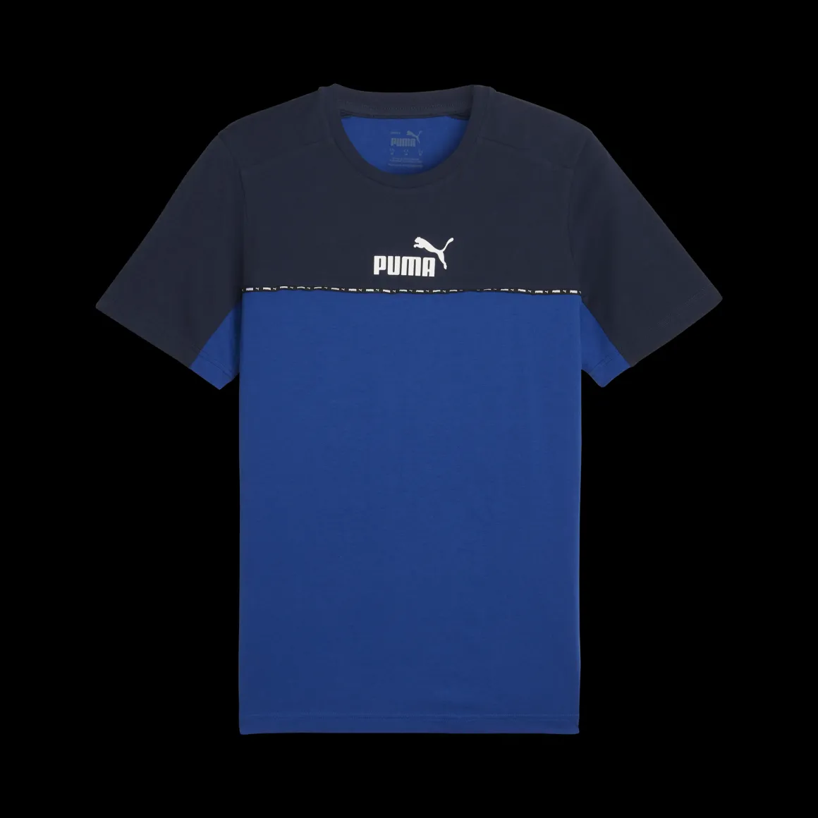 T-shirt blu da uomo con logo sul petto Puma Essentials Block x Tape