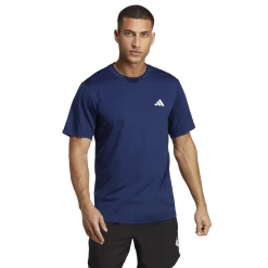 T-shirt blu da uomo con logo bianco adidas Essentials Training